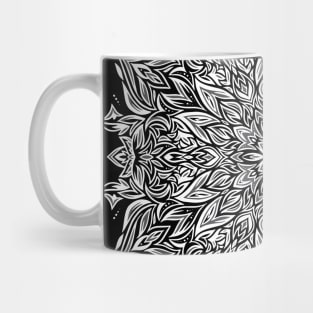 Black and White Leafy Nature Mandala Mug